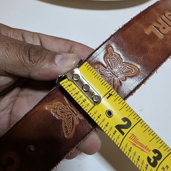 Western Cowgirl Brown Leather Belt Custom Tooled "COUNTRY GIRL HEIDI" Size 38 - Picture 10 of 10